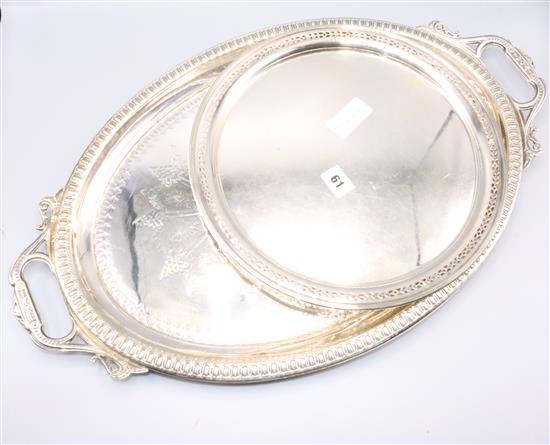 Silver plated tea tray and salver(-)